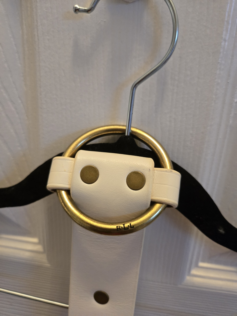 Ralph Lauren White Leather Belt with Gold Ring